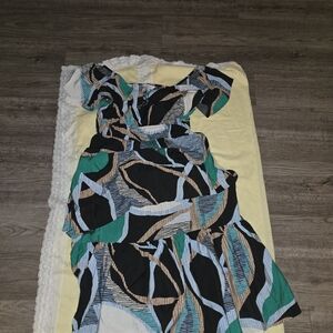 Nine West Asymmetrical Dress in Black and Green